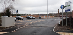 Entrance to new Midland Road car park, Swadlincote. March 2024